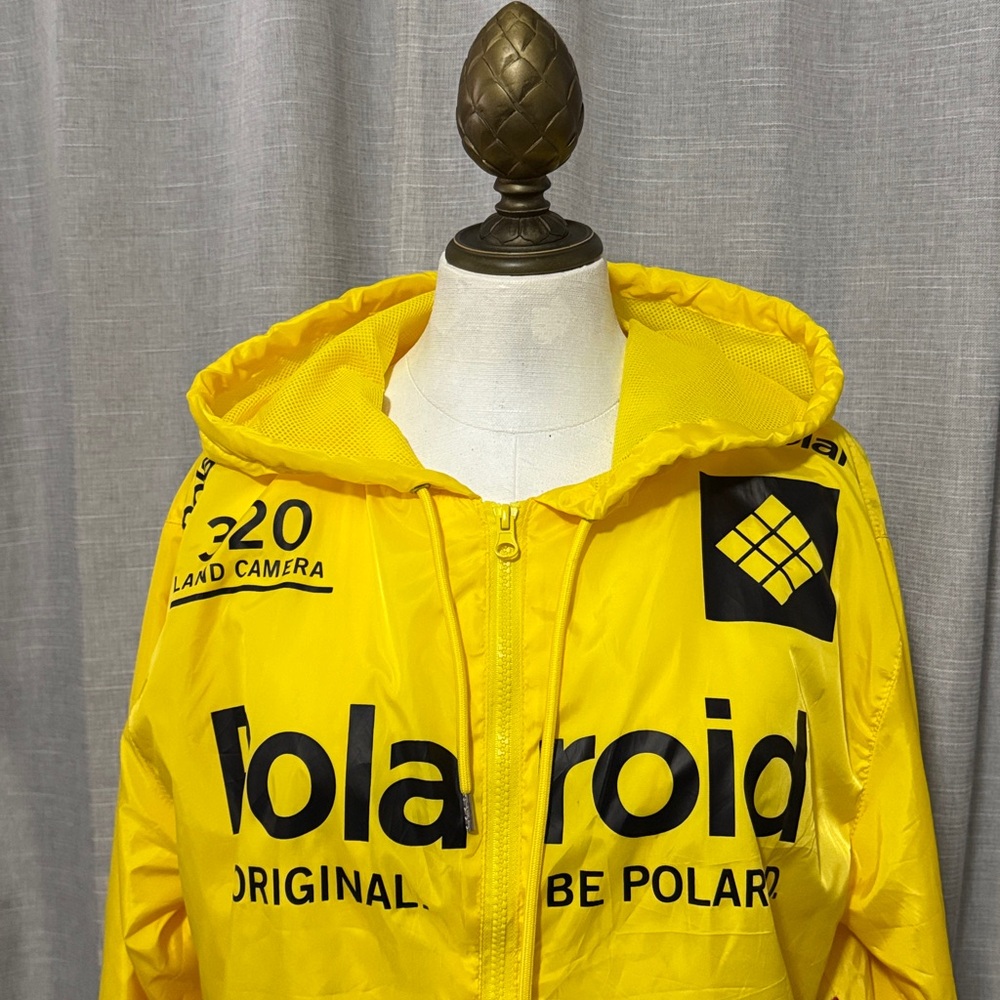 Wmns-L-Polaroid Windbreaker-Yellow Multi Color Stripe-Pockets-Drawstring Waist - Picture 5 of 15